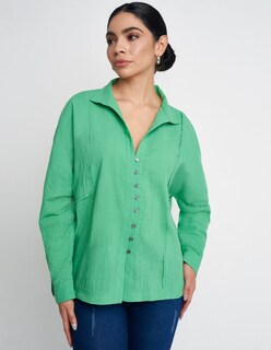Foto 1 | Foto 1 | Camisa Devendi Color Verde Algodón Amplia