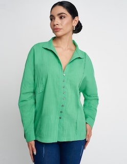 Foto 1 | Foto 1 | Camisa Devendi Color Verde Algodón Amplia