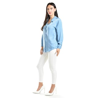 Foto 2 | Foto 2 | Camisa Satinada Roman Fashion / Juvenil, 1016 (azul Claro) Azul Cielo