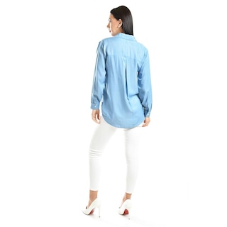 Foto 3 | Foto 3 | Camisa Satinada Roman Fashion / Juvenil, 1016 (azul Claro) Azul Cielo
