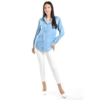 Foto 5 | Foto 5 | Camisa Satinada Roman Fashion / Juvenil, 1016 (azul Claro) Azul Cielo
