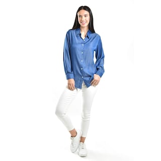 Foto 5 | Foto 5 | Camisa Satinada Roman Fashion / Juvenil, 1016 (azul Marino) Azul Marino