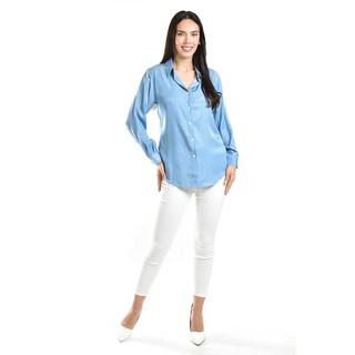 Foto 4 | Foto 4 | Camisa Satinada Roman Fashion / Juvenil, 1016 (azul Claro) Azul Cielo