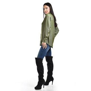 Foto 2 | Foto 2 | Camisa Satinada Roman Fashion Juvenil Verde Oscuro para Mujer