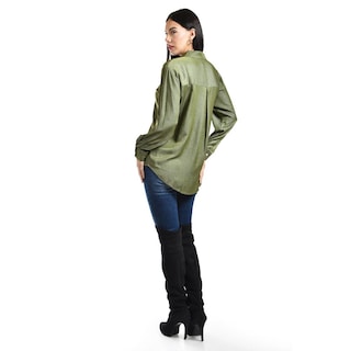 Foto 3 | Foto 3 | Camisa Satinada Roman Fashion Juvenil Verde Oscuro para Mujer