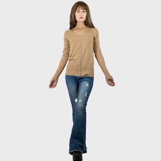 Foto 2 | Foto 2 | Sueter De Punto Para Mujer Suet-1001 Beige Sweater De Manga Larga