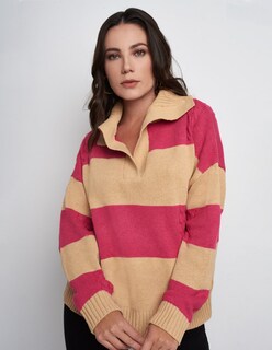 Foto 1 | Foto 1 | Suéter Devendi Multicolor Líneas Tejido