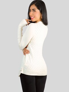 Foto 3 | Foto 3 | Suéter Abierto De Mujer Con Detalles En Estoperoles Suet-1035 Blanco Suéter Cardigan