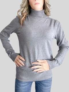 Foto 4 | Foto 5 | Sueter Mujer De Cuello Alto Suet 1023 Gris Sueteres Dama Sweaters