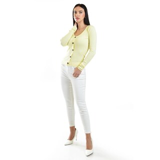 Foto 5 | Foto 5 | Sueter Acanalado Con Botones Roman Fashion /juvenil, 3157 (amarillo) Amarillo