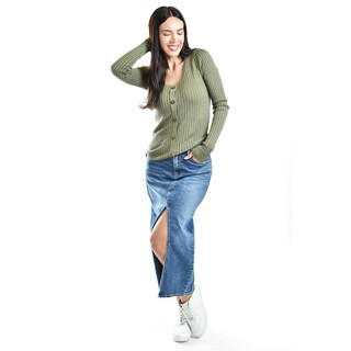 Foto 5 | Foto 5 | Sueter Acanalado Con Botones Roman Fashion /juvenil, 3157 (verde Militar) Verde