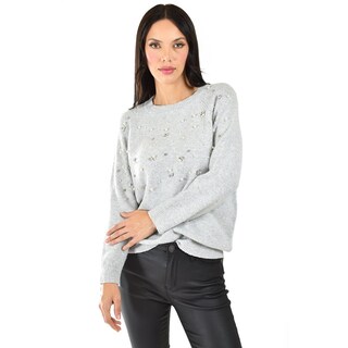Foto 1 | Foto 1 | Sueter Con Pedreria Y Perlas Roman Fashion /juvenil, 4003 (gris) Gris