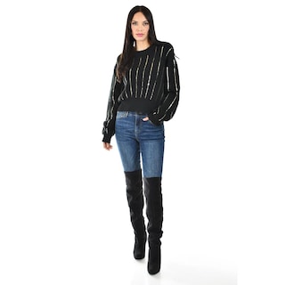 Foto 6 | Foto 6 | Sueter De Punto Con Lentejuela Roman Fashion / Juvenil, 4004 (negro / Dorado) Negro