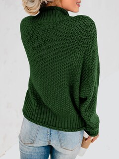 Foto 6 | Foto 6 | Jersey Saodimallsu De Cuello Alto De Gran Tamaño Para Mujer Verde Oscuro - Venta Internacional.