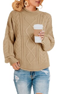 Foto 1 | Foto 1 | Jersey Saodimallsu De Cuello Alto De Punto Trenzado Para Mujer De Gran Tamaño - Venta Internacional.