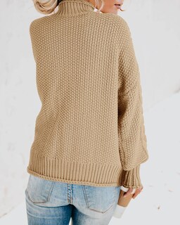 Foto 3 | Foto 3 | Jersey Saodimallsu De Cuello Alto De Punto Trenzado Para Mujer De Gran Tamaño - Venta Internacional.