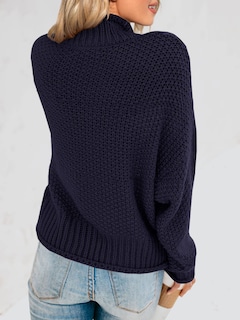 Foto 6 | Foto 6 | Jersey Saodimallsu De Cuello Alto De Punto Extragrande Azul Marino Para Mujer - Venta Internacional.