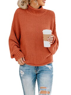 Foto 1 | Foto 1 | Jersey Saodimallsu De Cuello Alto Para Mujer, De Gran Tamaño, Rojo Ladrillo - Venta Internacional.