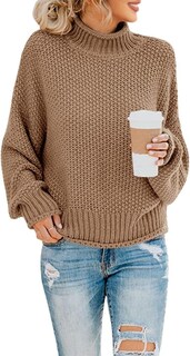 Foto 1 | Foto 1 | Jersey Saodimallsu De Cuello Alto De Punto Extragrande Para Mujer, Color Caqui - Venta Internacional.