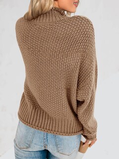 Foto 6 | Foto 6 | Jersey Saodimallsu De Cuello Alto De Punto Extragrande Para Mujer, Color Caqui - Venta Internacional.