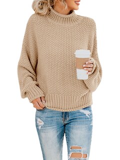 Foto 1 | Foto 1 | Jersey Saodimallsu De Cuello Alto De Gran Tamaño Para Mujer, Color Caqui Claro - Venta Internacional.