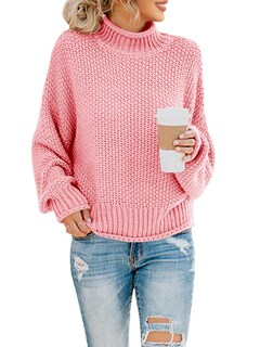 Foto 1 | Foto 1 | Jersey Saodimallsu Para Mujer, Cuello Alto, Extragrande, De Punto, Rosa - Venta Internacional.