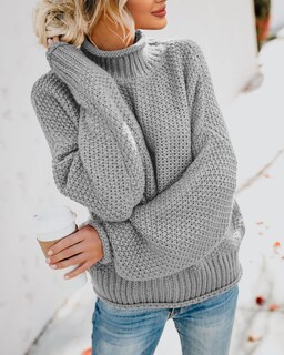 Foto 4 | Foto 4 | Jersey Saodimallsu De Cuello Alto De Punto Gris Extragrande Para Mujer - Venta Internacional.