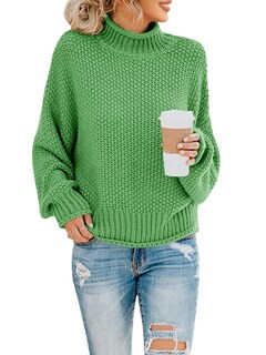 Foto 1 | Foto 1 | Jersey Saodimallsu De Cuello Alto Extragrande Para Mujer, Verde Claro - Venta Internacional.