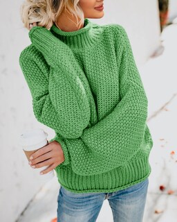 Foto 4 | Foto 4 | Jersey Saodimallsu De Cuello Alto Extragrande Para Mujer, Verde Claro - Venta Internacional.