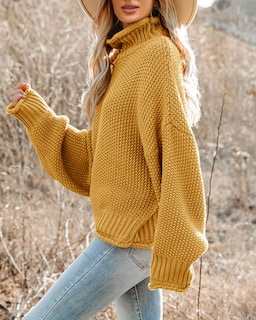Foto 2 | Foto 2 | Jersey Saodimallsu De Cuello Alto Extragrande Para Mujer, Amarillo - Venta Internacional.