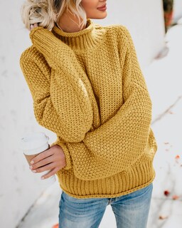 Foto 4 | Foto 4 | Jersey Saodimallsu De Cuello Alto Extragrande Para Mujer, Amarillo - Venta Internacional.