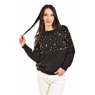 Foto 1 | Foto 1 | Sueter Con Pedreria Y Perlas Roman Fashion /juvenil, 4003 (negro) Negro