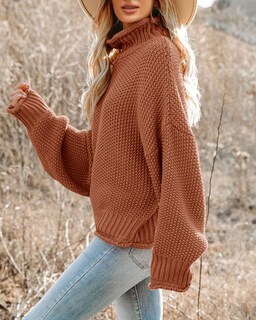Foto 2 | Foto 2 | Jersey Saodimallsu De Cuello Alto De Gran Tamaño Marrón Para Mujer - Venta Internacional.