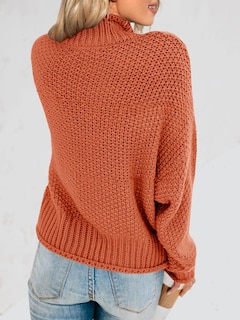 Foto 6 | Foto 6 | Jersey Saodimallsu De Cuello Alto Para Mujer, De Gran Tamaño, Rojo Ladrillo - Venta Internacional.