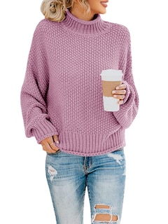 Foto 1 | Foto 1 | Jersey Saodimallsu Para Mujer, Cuello Alto, Punto Grueso, Color Morado - Venta Internacional.
