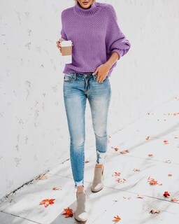 Foto 5 | Foto 5 | Suéter Saodimallsu De Cuello Alto De Gran Tamaño Para Mujer De Invierno Cálido - Venta Internacional.
