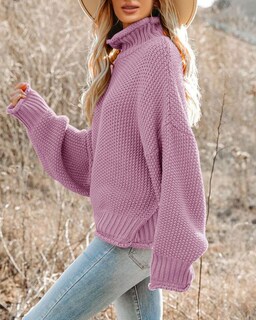 Foto 2 | Foto 2 | Jersey Saodimallsu De Cuello Alto De Punto Extragrande De Manga Larga Para Mujer - Venta Internacional.