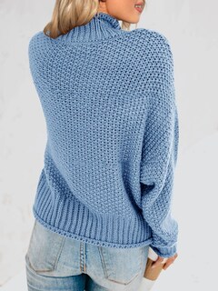Foto 6 | Foto 6 | Jersey Saodimallsu De Cuello Alto De Punto Azul Extragrande Para Mujer - Venta Internacional.