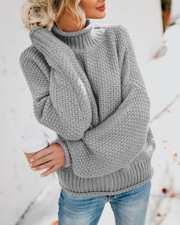 Foto 4 | Foto 4 | Jersey Saodimallsu De Cuello Alto De Punto Gris Extragrande Para Mujer - Venta Internacional.