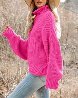 Foto 2 | Foto 2 | Jersey Saodimallsu De Cuello Alto De Gran Tamaño Para Mujer, Color Rojo - Venta Internacional.