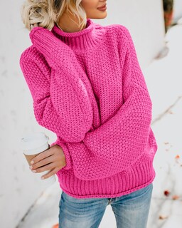 Foto 4 | Foto 4 | Jersey Saodimallsu De Cuello Alto De Gran Tamaño Para Mujer, Color Rojo - Venta Internacional.