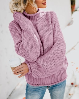 Foto 4 | Foto 4 | Jersey Saodimallsu Para Mujer, Cuello Alto, Punto Grueso, Color Morado - Venta Internacional.