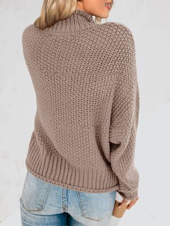 Foto 6 | Foto 6 | Jersey Saodimallsu De Punto De Cuello Alto Extragrande Para Mujer, Color Canela - Venta Internacional.