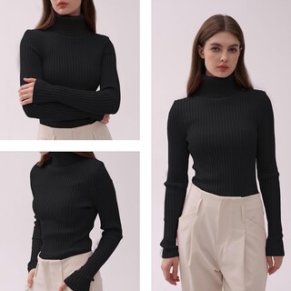 Foto 5 | Foto 5 | Jersey V28 Para Mujer, Elástico, Cuello Alto, Corte Ajustado, Negro - Venta Internacional.