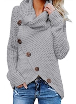 Jersey Grecerelle Para Mujer, Cuello Alto, Grueso, Gris - Venta Internacional.