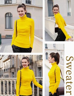 Foto 4 | Foto 4 | Jersey V28 Para Mujer, Elástico, Cuello Alto, Tejido Amarillo, Talla M - Venta Internacional.
