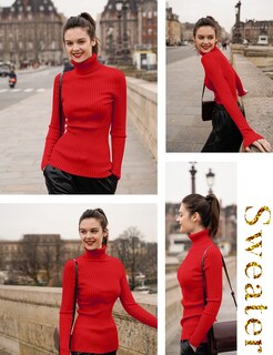 Foto 4 | Foto 4 | Jersey V28 Para Mujer, Elástico, Cuello Alto, Tejido Rojo, 2xl - Venta Internacional.