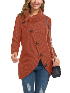 Foto 2 | Foto 2 | Jersey Grecerelle Para Mujer, Cuello Alto, Grueso, Naranja Y Rojo - Venta Internacional.
