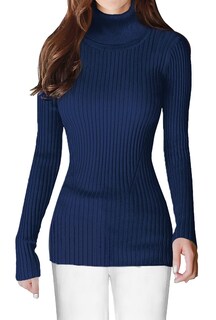 Foto 3 | Foto 3 | Jersey V28 Para Mujer, Elástico, Cuello Alto, Color Azul Marino, Talla M - Venta Internacional.