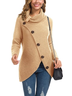 Foto 3 | Foto 3 | Jersey Grecerelle Para Mujer, Cuello Alto, Grueso, Beige - Venta Internacional.